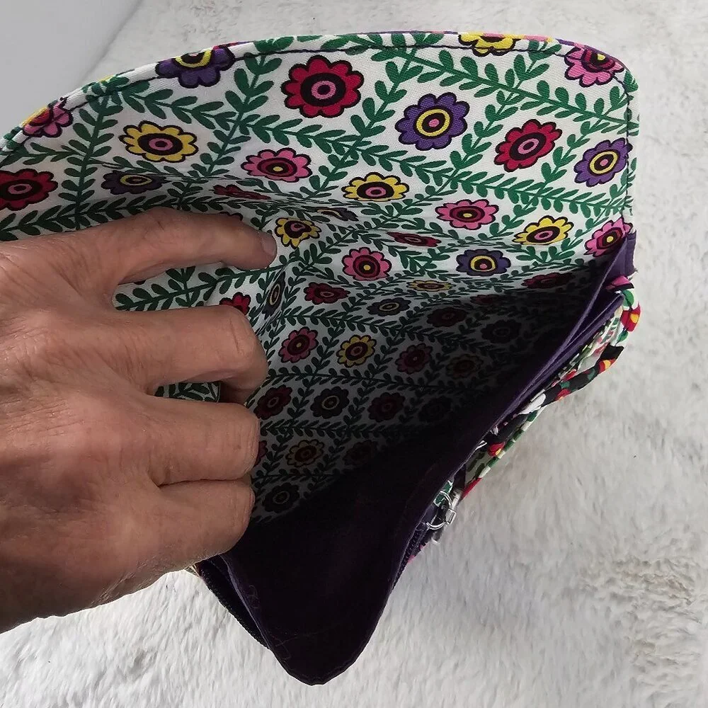 Vera Bradley Viva La Vera Wallet Purple Green Floral Envelope NWOT